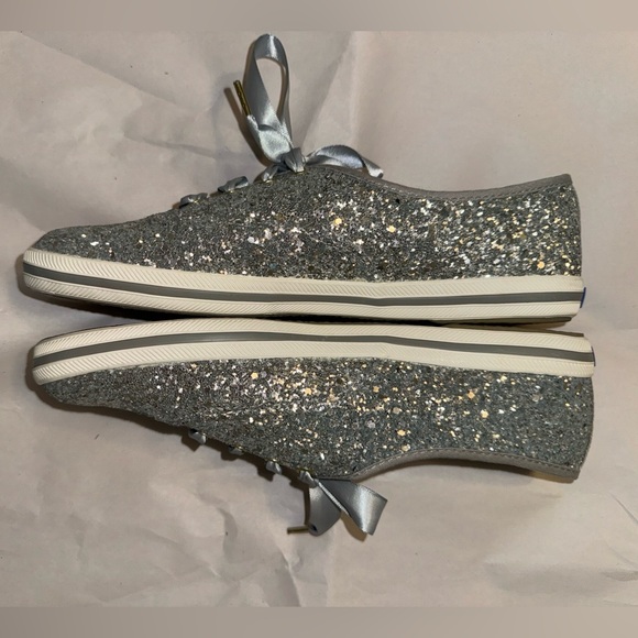 Keds X Kate New York Silver Glitter Champion Sneakers, Size 8.5 - Picture 7 of 10